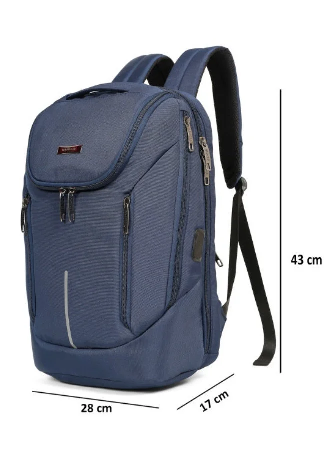 TEAKWOOD Blue Teakwood  Navy blue Men 16 " Laptop Backpacks with Reflective Strip Detail  | Best Price UAE